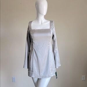 Wild Fable Women’s Elegant Silver Long Sleeve Silky Dress.